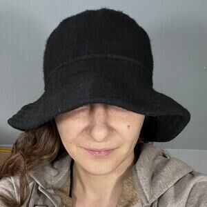 PARKHURST Hat Womens Medium Bucket Slouch Black 100% Wool Canada Bucket